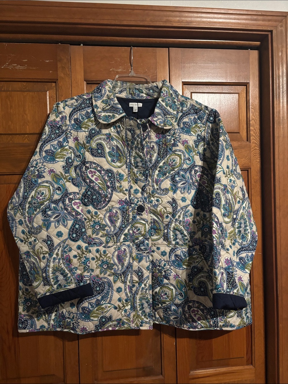 Vera Bradley Quilted Paisley Puffer Jacket in Cream, Blue, Green, Purple